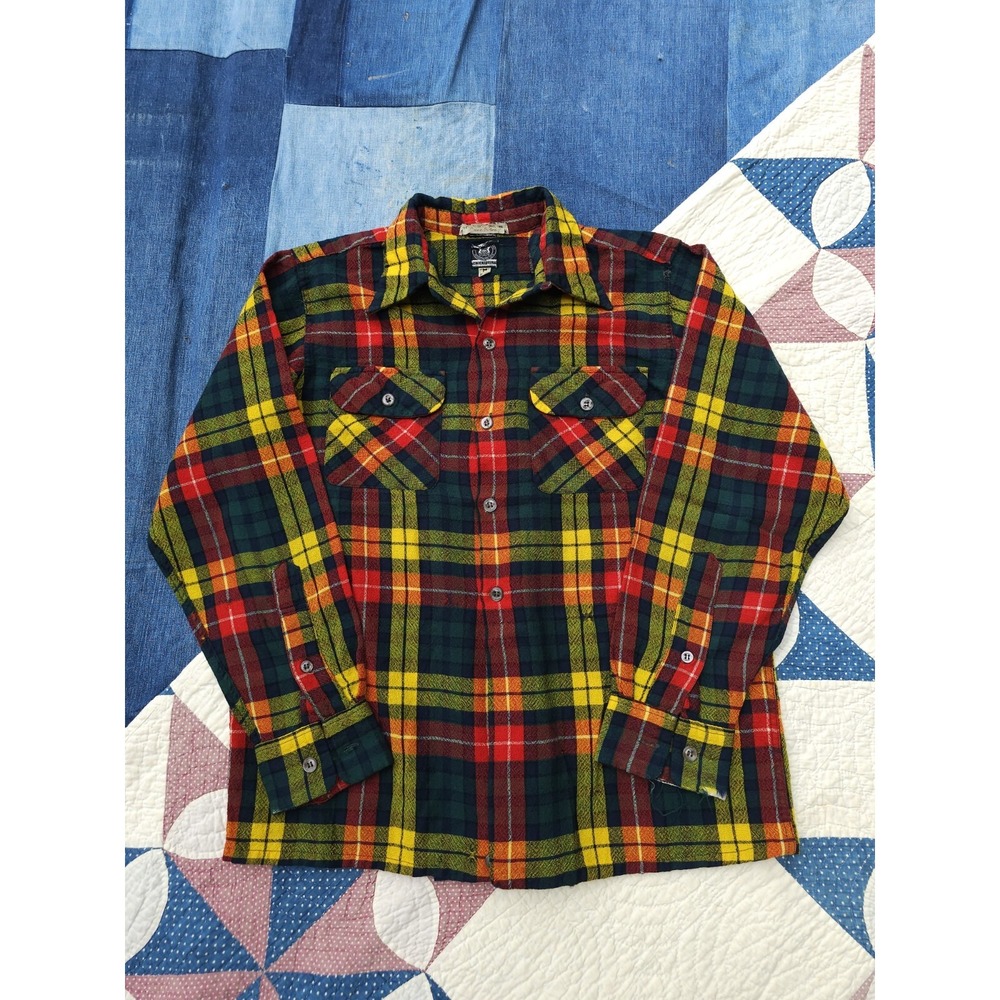 Vintage 1940s Hudson's Bay Company Buchanan Tartan Wool Flannel Shirt Medium